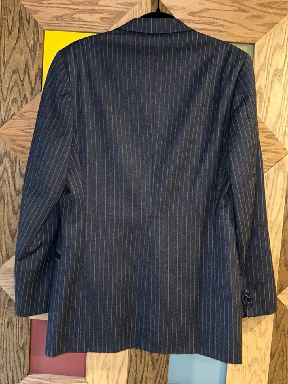 Vintage 80s Armani MANI Blazer Navy Striped Wool Made in Italy Sport Coat 38R